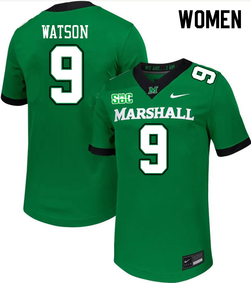Women #9 Landyn Watson Marshall Thundering Herd SBC Conference College Football Jerseys Stitched-Gre